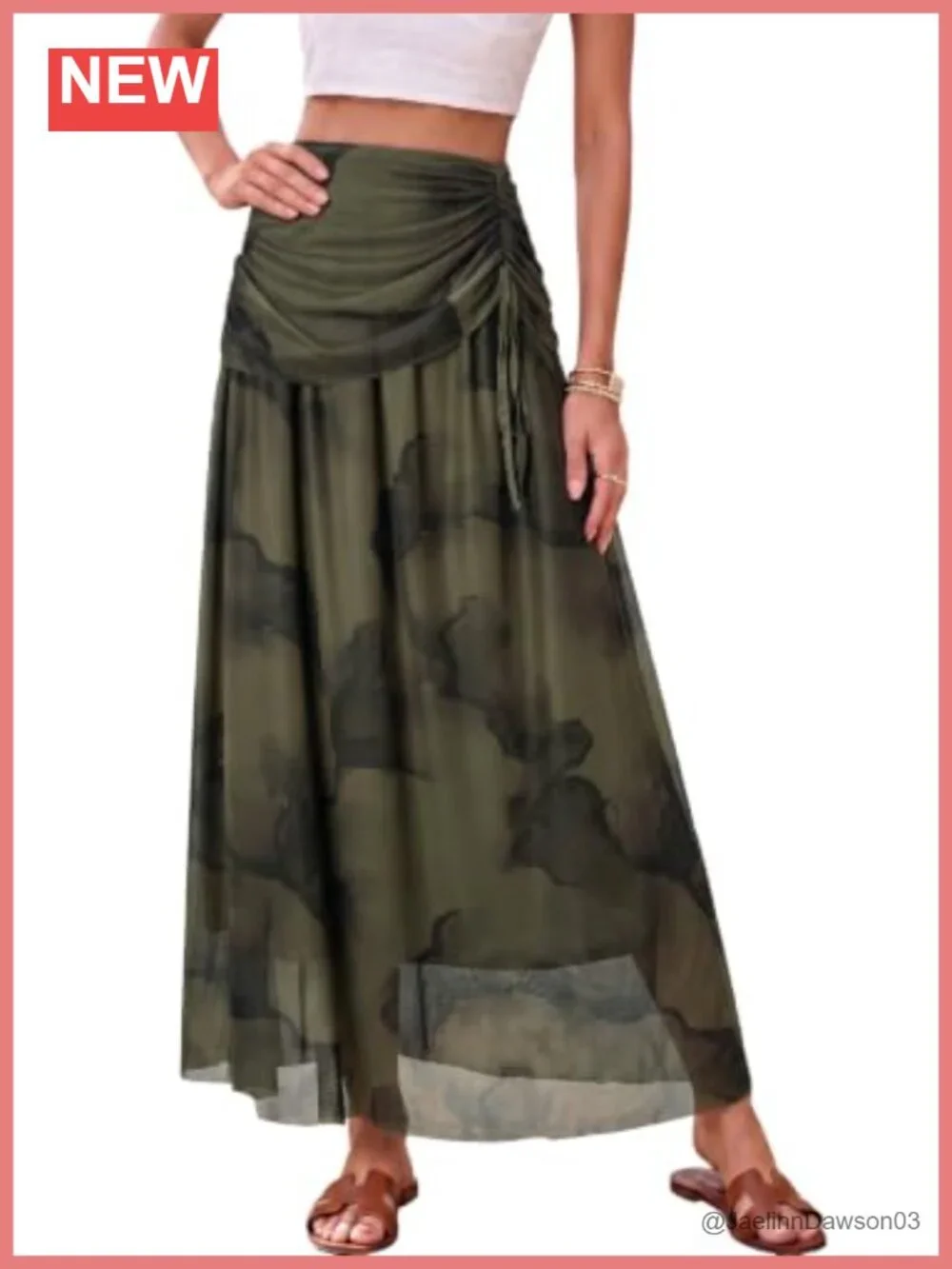 Boho Floral Maxi Skirt High Waist Flowy A-Line Lightweight